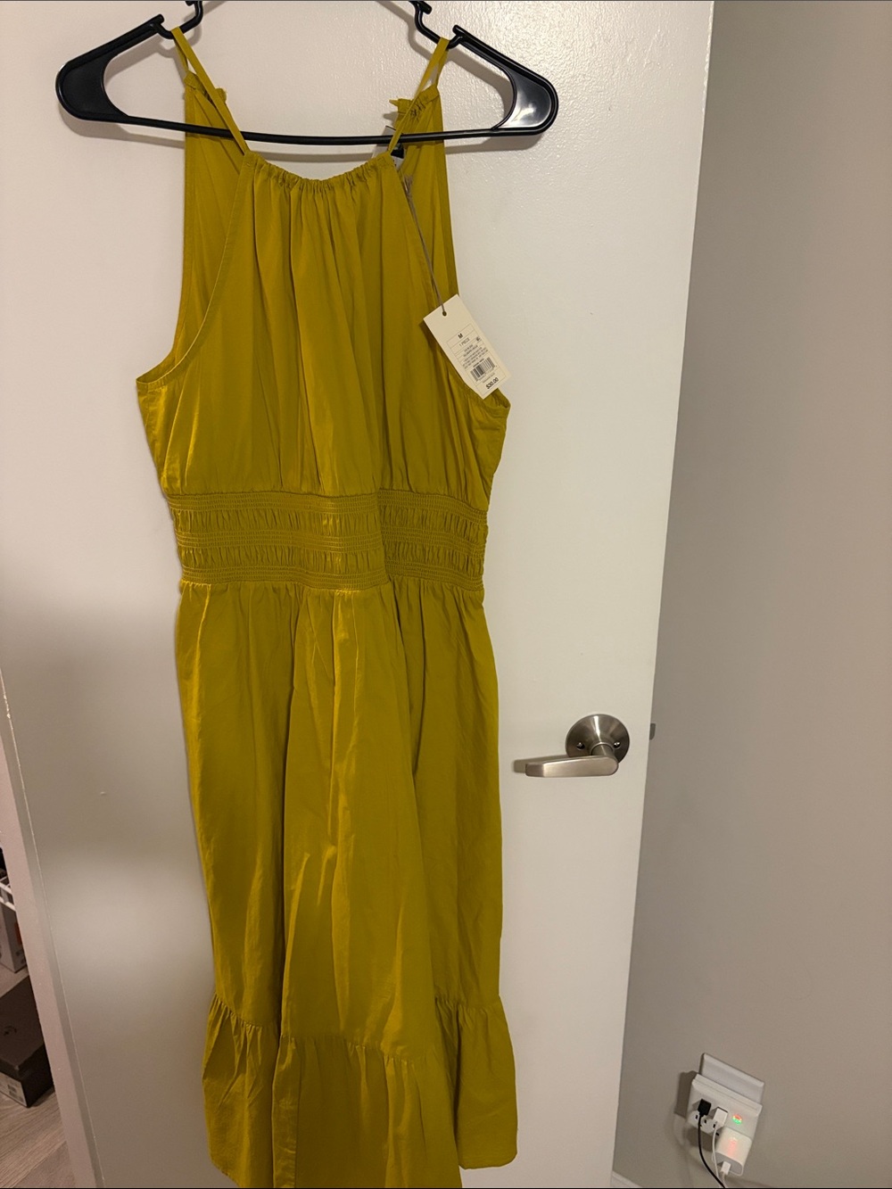 a new day Mustard Yellow Smocked Waist Midi Dress